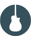 Guitar icon representing private guitar lessons in Duarte, California for kids, teens, and adults